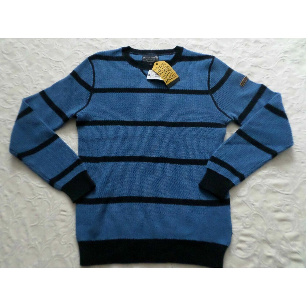NAUTICA SWEATER MENS CREW-NECK SIZE XL BLUE & BLACK LONG SLEEVES NEW WITH TAGS